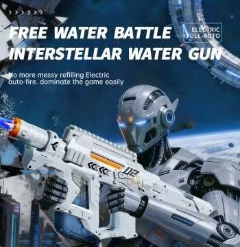 Interstellar Pulse Flame Thrower Electric Water Gun, Full-Auto Continuous Fire, Water Splashing Festival Large Capacity Light-Up Water Gun