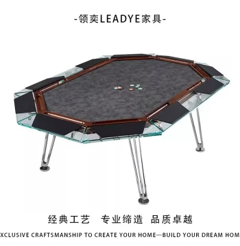 Light Luxury Texas Hold'em Poker Table with Crystal Clear Tempered Glass, High-End Club Multi-Player Entertainment Desk