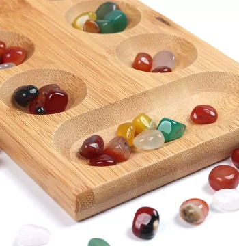 Baoqi Man Bamboo Gemstone Chess Board Game for Boys Girls Adults Children Grain Return Toy African Chess Thinking Custom