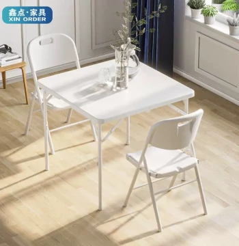 Folding Table, Square Home Dining Table, Foldable Hand-Carry Mahjong Table, Outdoor Portable Simple Four-Sided Table for Small Apartments