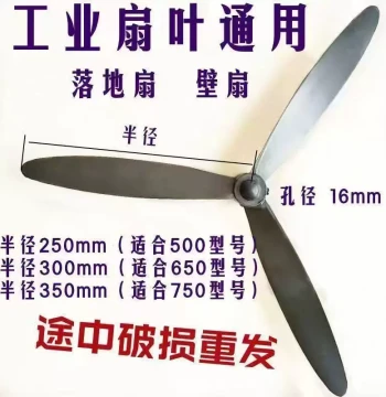 Universal Industrial Fan Blades for Floor and Wall Fans - Three-Blade High Airflow (Sizes 750, 650, 500)