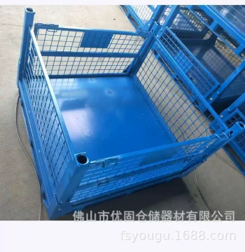 Heavy-Duty Foldable Steel Wire Mesh Container, Iron Frame Warehouse Stacking Cage, Logistics Storage Bin
