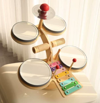 Kindergarten Boys Girls Teaching Tools Children Baby Multi-function Wooden Drum Set Early Education Art Enlightenment Music Toy