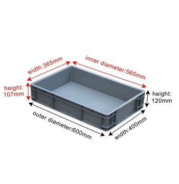 EU4611 Plastic Turnover Box, Rectangular Thickened Storage Bin, Logistics Crate with Reinforced Bottom