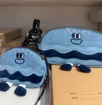 Maofan Original Denim Neck Pouch and Pencil Case, Cute Emoji Design for Boys and Girls