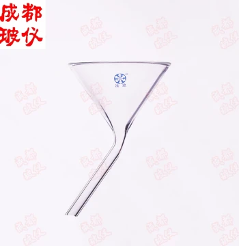 Glass Conical Bent-Neck Short Stem Funnel - Triangular Angled Funnels (40/50/60/75/90/120mm)