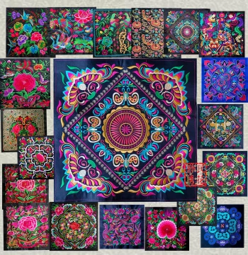 Embroidered Ethnic Cape for Home Decor, Machine-Embroidered Miao Craft Accessories, Custom Manufacturer Supply