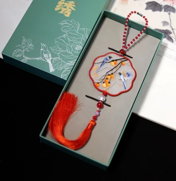Handmade Suzhou Embroidery Car Pendant - Silk Tassel, Chinese Characteristic Gift, Premium Small Ornament