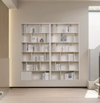 Beijing Custom Whole-House Bookcase, Full-Wall Italian-Style Display Cabinet with Glass Doors