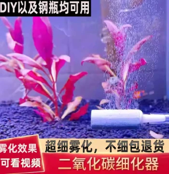 CO2 Diffuser, Low-Pressure Nano Atomizer Head, Stainless Steel and Glass for Planted Aquariums