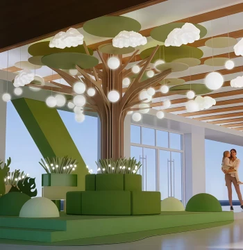 Meishangmei Nordic Minimalist Mall Atrium Rest Area Tree-Shaped Bench Display Rack Children's Play Area Custom Bookshelf
