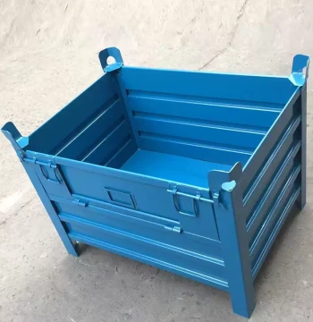 Heavy-Duty Metal Turnover Box, Iron Plate Crate, Workshop Chip Bin, Material Container, Steel Frame Storage Cage