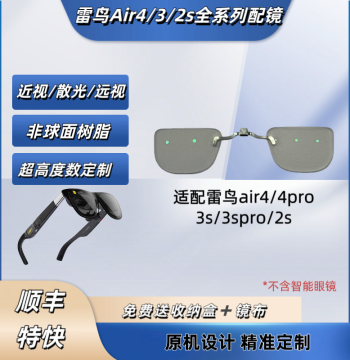 Custom Prescription Lenses for RayNeo Air4/Air3/Air2s Smart Glasses - Myopia, Hyperopia, Astigmatism, and Blue Light Protection with Enlarged Frame