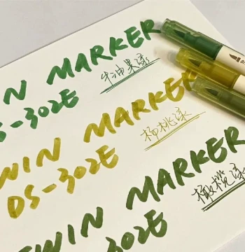Dianshi Highlighter with Soft Brush Tip, Ins-Style Aesthetic Brush Pen, Dual-Tip Forest-Series Colored Pen for Journaling