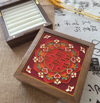 Wedding Gift North American Walnut Jewelry Box Cloisonné DIY Kit Enamel Ring Storage Box