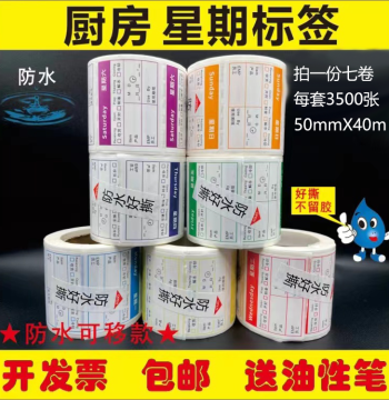 Weekly Label Stickers for Food Management, Colorful Time Strips, Self-Adhesive 7-Day Expiry Cards for Hotels, Restaurants, and Kitchens