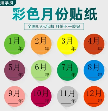 Haixuelan Colorful Month Stickers - Numbered Year/Quarter Dot Markers for Months 1-12, Round Material Adhesive Labels