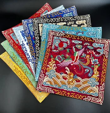 Chinese Style Embroidered Phoenix Official Robe Patch, DIY Embroidery Piece, Trendy Gift for Foreign Friends, Coaster, Mouse Pad, Cup Mat