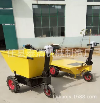Electric Dump Truck for Construction Sites, Hand-Pushed Brick, Cement, and Sand Flatbed Cart, Small Agricultural Electric Dump Cart, Construction Machinery