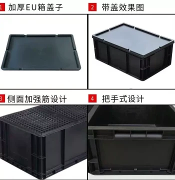 Premium Black Anti-Static Plastic Turnover Box Rectangular with Lid Deep Bin for Turtle Keeping EU Electronics Storage