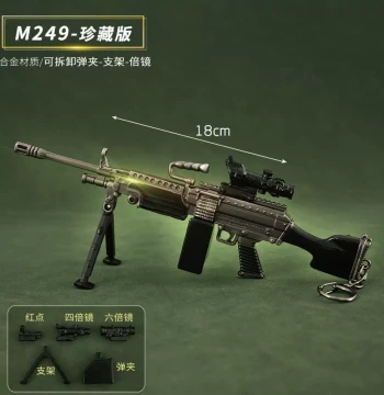PUBG Mobile Weapon Merchandise - Medium Collector's M249 Light Machine Gun with Detachable Scope and Magazine, All-Metal Toy