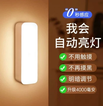 Smart Motion Sensor Night Light with Sound Control, Rechargeable Wireless Wall Lamp for Hallways and Staircases