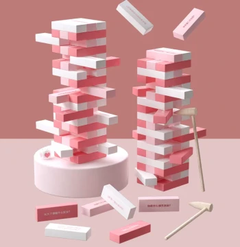 Bar Game Tumbling Tower - Adult Balance Stacking Blocks for Parties and Couples