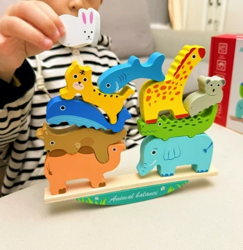 Animal Balance Seesaw Stacking Blocks - Early Education Puzzle Toy for Hand-Eye Coordination and Focus Training