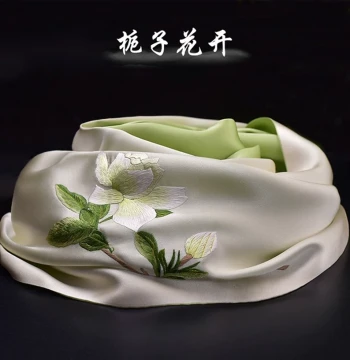 Chengdu Specialty Sichuan Shu Embroidery Silk Scarf, Hand-Embroidered Shawl Souvenir, Chinese Style Mulberry Silk Shu Embroidery Gift