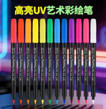 Zhi Brand UV Art Fluorescent Paint Pens, Washable Soft-Tip Tattoo DIY Pens for Body Painting, EDM Festivals, Halloween, Escape Rooms, PAINT Parties, Quick-Dry Smudge-Proof Graffiti Markers