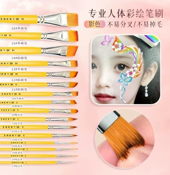 Complete Children's Painting Brush Set with Embossing, Flat, Angled, and Pointed Tips - Split-Resistant