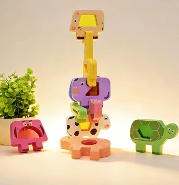 Animal Tower Stacking Game for Children to Improve Manual Dexterity and Focus, Educational Desktop Toy for Kindergarten