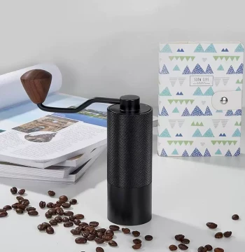 Manual Coffee Grinder for Home Pour-Over and Espresso - CNC Titanium-Coated 6-7 Star Burrs