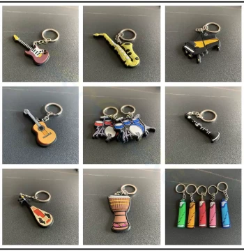Musical Instrument Keychain Silicone Piano Guitar Guzheng Violin Drum Design
