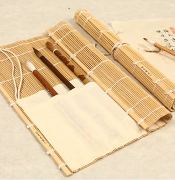 Bamboo Brush Roll Case - Vintage Style Calligraphy Brush Storage and Protection with Free Shipping