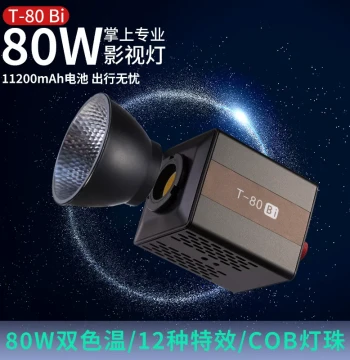 80W Rechargeable On-Location Flash with Built-in Battery, Handheld Outdoor Wedding Photography Light, COB Soft Fill Light for Live Streaming