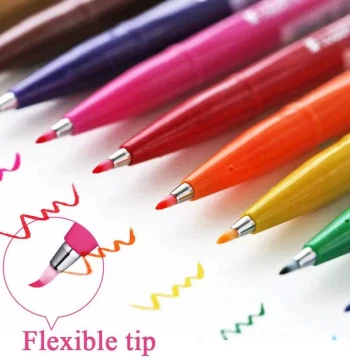 12colors Japan Pentel Touch Brush Pen Set Color Calligraphy