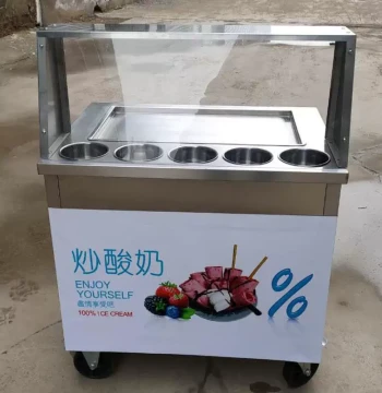 Haobo Commercial Thai Stir-Fried Yogurt Machine; Long-Pan Thick-Cut Ice Cream Maker for Fruit and Matcha
