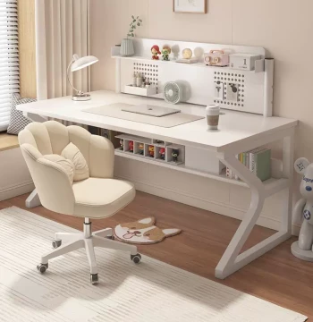 Computer Desk, Home Study Table for Girls' Bedroom with Pegboard, Compact Simple Rental Unit Learning and Writing Desk