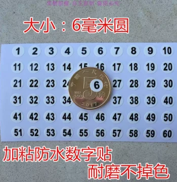 Round 6MM 1-180 White Number Stickers Waterproof Color Chart Nail Polish Code Computer Label Self-Adhesive