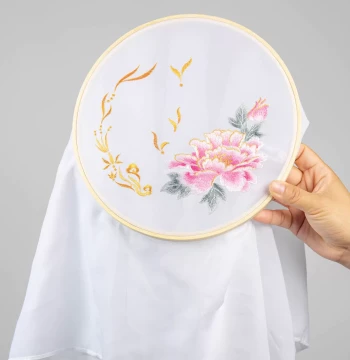 Bamboo Embroidery Hoop - Finished Classical Dance Prop with Butterfly Design