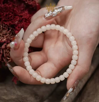 Gaomi Mini White Jade Bodhi Root Bracelet - Natural Unprocessed Fine Craftsmanship Authentic Men's and Women's Beaded Strand