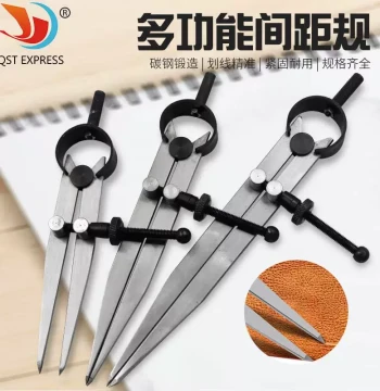 Quick-Adjust Spacing Gauge and Marking Rule, Carbon Steel Edge Guide and Presser, DIY Leather Craft Tools for Cowhide