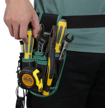 Changshengke Tool Waist Bag, Multi-Function Repair Pouch, Small Canvas Electrician Belt, Drill Tool Y-Bag for Men, Construction Site