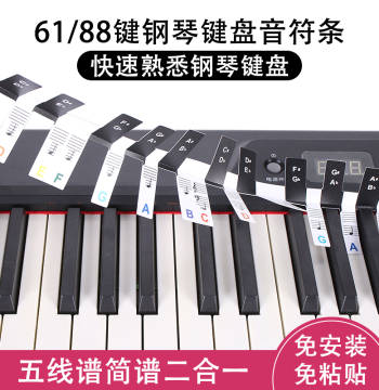 Piano Keyboard Stickers for 61/88 Keys, Staff & Numbered Notation, No Glue Required