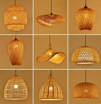Bamboo Woven Pendant Light – New Chinese Style Rattan Zen Tea Room and Restaurant Lamp, Japanese Bamboo Art Lantern, Homestay Vintage Lampshade