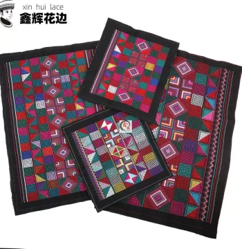 2022 New Square Embroidery Patch Imitation Cross-Stitch Trim, Ethnic Style Travel Photography Yunnan Hani Clothing Decoration