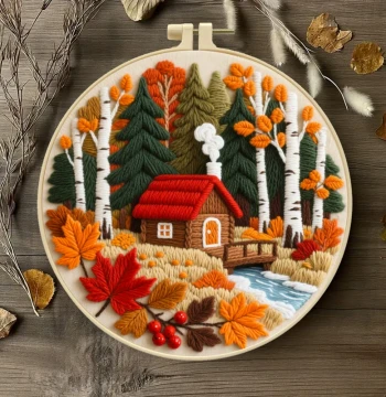 2025 New Handcraft Material Kit Autumn Series Beginner Embroidery Set Cartoon Rabbit Squirrel Su Embroidery Beginner Thread Embroidery