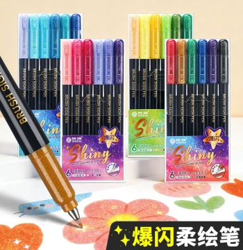 Zhipai Flash Soft-Tip Markers Colored Pens for Students Outlining Coloring Manga Hand-Drawn Art Watercolor Journaling Imported Soft-Tip Art Graffiti Pens