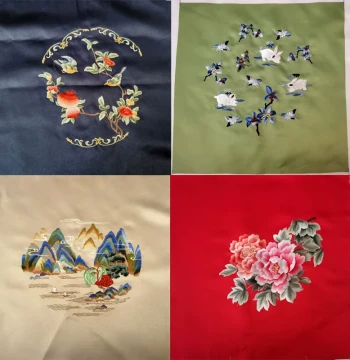 Suzhou Embroidery Single-Sided Fabric Piece for DIY Fans, Coin Purses, and Hanfu, Auxiliary Material, 33cm Square